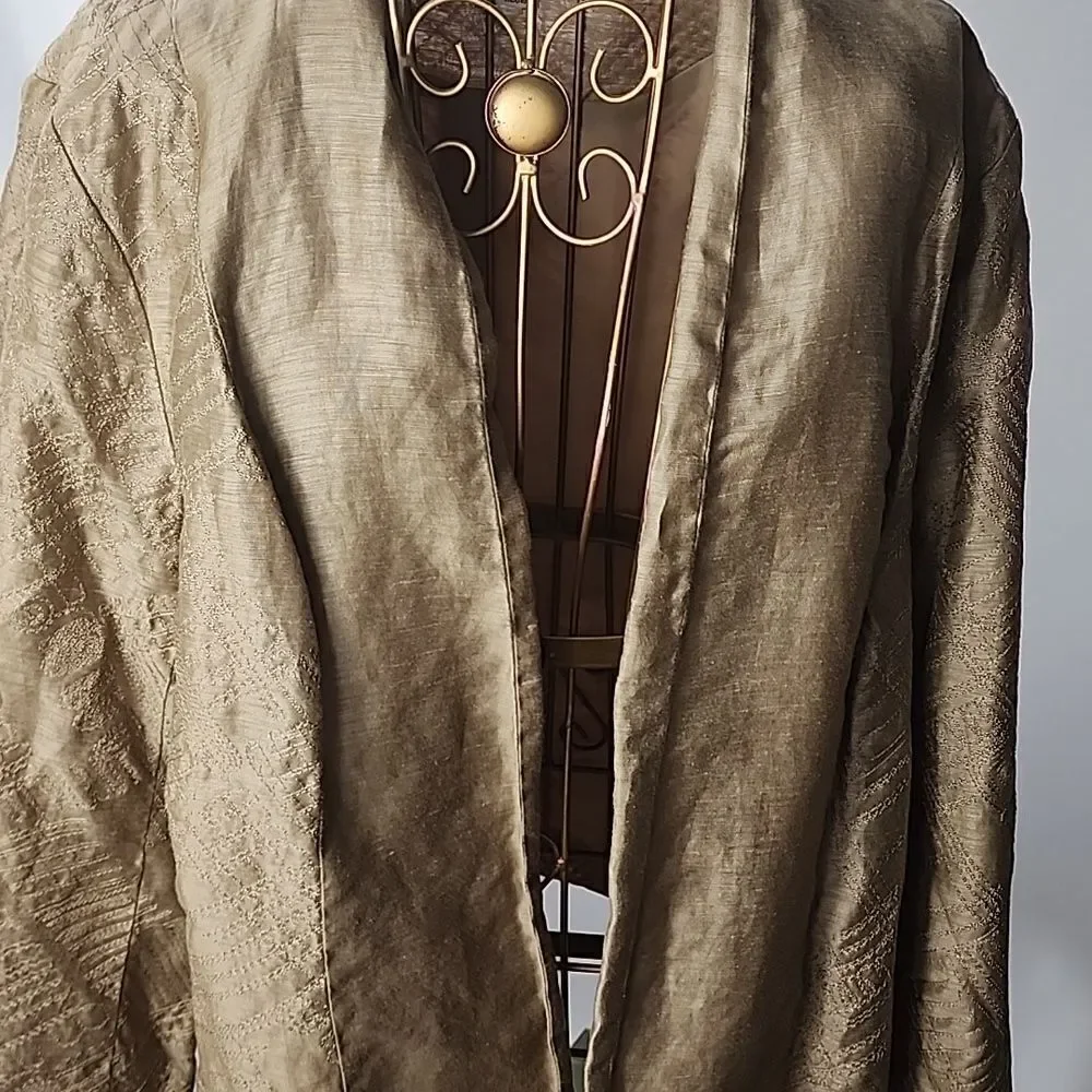 Linen Blend Neutral Lightweight Blazer Jacket Size XL